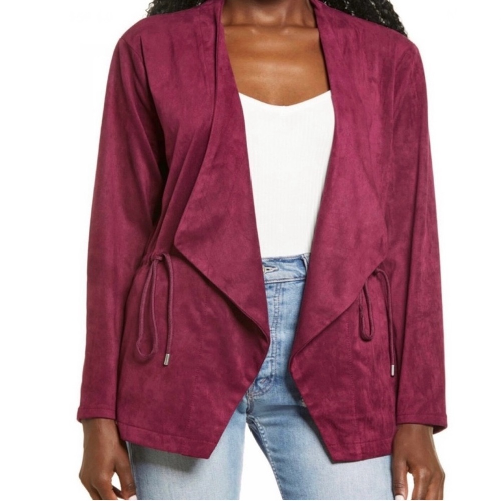 NEW BLANKNYC FAUX SUEDE DRAPED JACKET